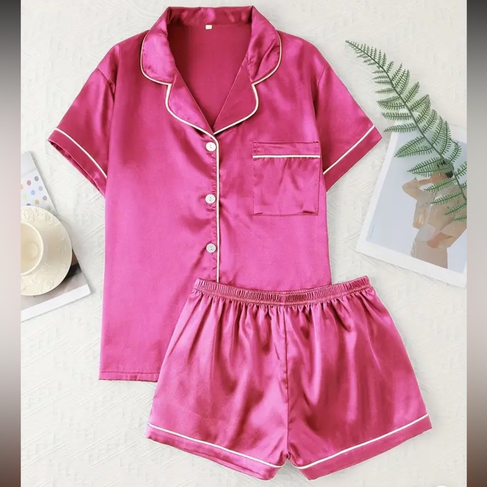 NEW Hot Pink Satin PJ’s Size Large